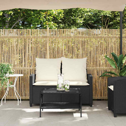 Tuinbank 2-zits met kussens & tafel poly rattan zwart