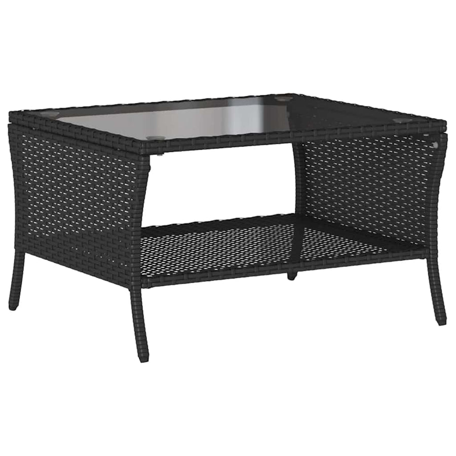 Tuinbank 2-zits met kussens & tafel poly rattan zwart
