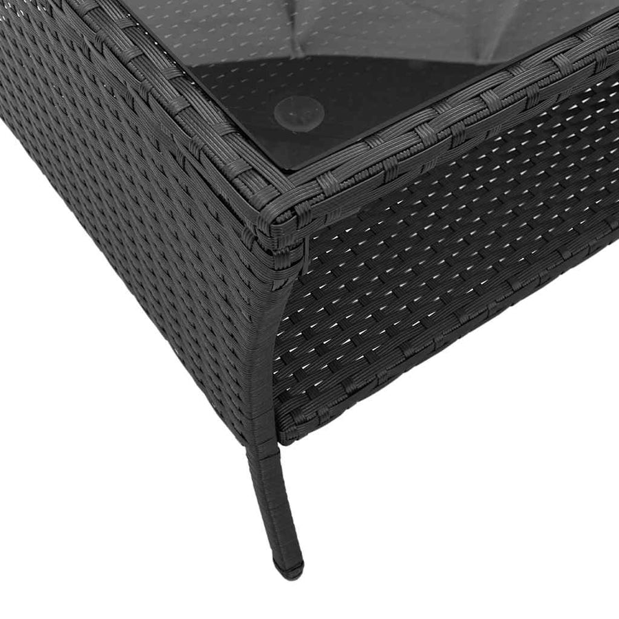 Tuinbank 2-zits met kussens & tafel poly rattan zwart