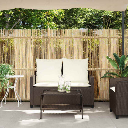 Tuinbank 2-zits met kussens & tafel poly rattan bruin