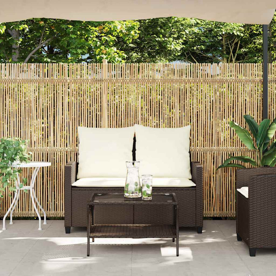 Tuinbank 2-zits met kussens & tafel poly rattan bruin