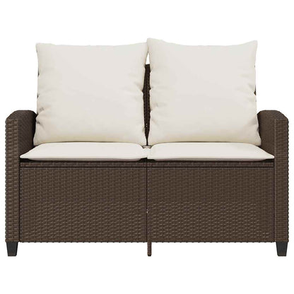 Tuinbank 2-zits met kussens & tafel poly rattan bruin