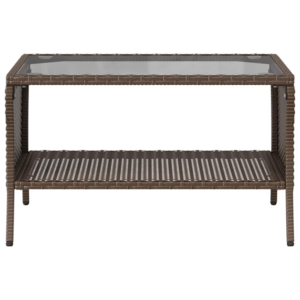 Tuinbank 2-zits met kussens & tafel poly rattan bruin