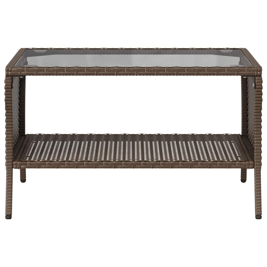 Tuinbank 2-zits met kussens & tafel poly rattan bruin