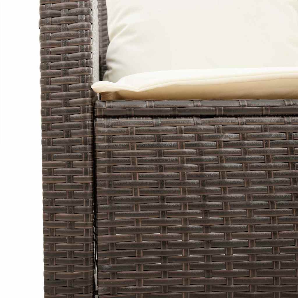 Tuinbank 2-zits met kussens & tafel poly rattan bruin