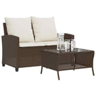Tuinset poly rattan 2-zits bruin met tafel