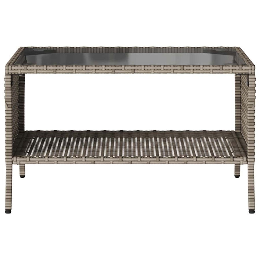 Tuinbank 2-zits met kussens & tafel poly rattan grijs