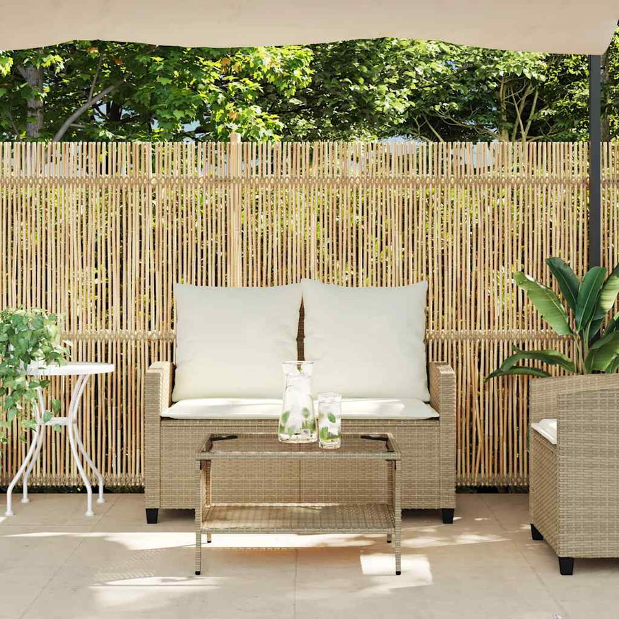 Tuinbank 2-zits met kussens & tafel poly rattan beige