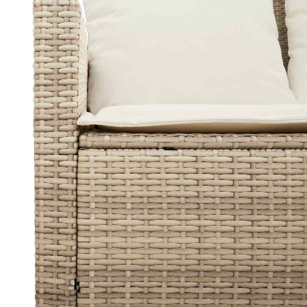 Tuinbank 2-zits met kussens & tafel poly rattan beige