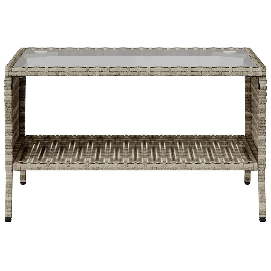 Tuinbank 2-zits met kussens & tafel poly rattan lichtgrijs