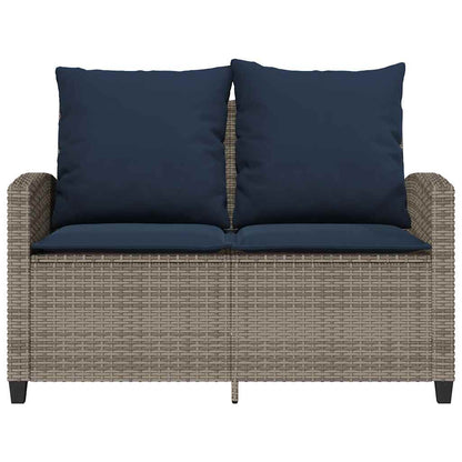 Tuinbank 2-zits met kussens & tafel poly rattan grijs