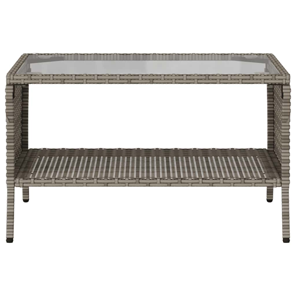 Tuinbank 2-zits met kussens & tafel poly rattan grijs