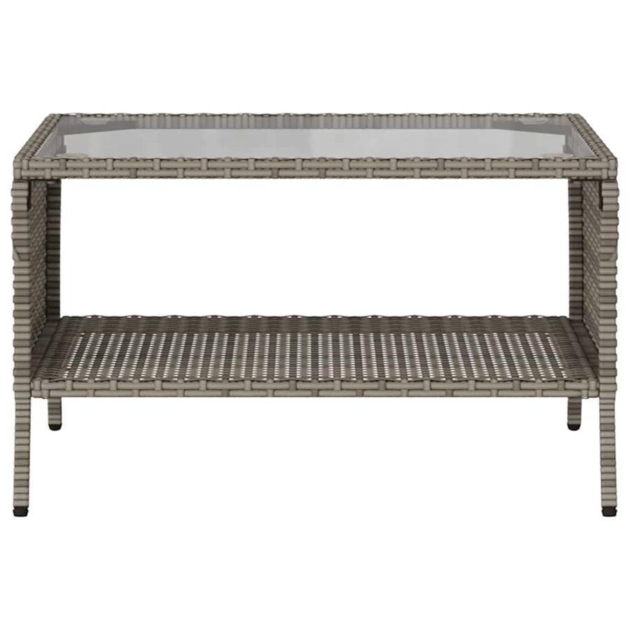 Tuinbank 2-zits met kussens & tafel poly rattan grijs