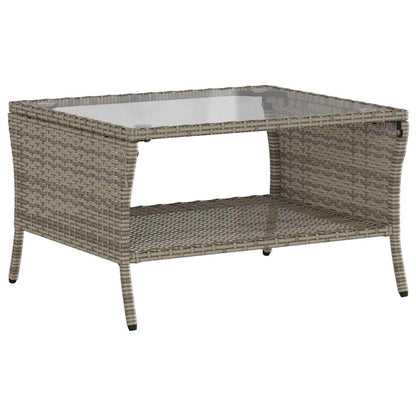 Tuinbank 2-zits met kussens & tafel poly rattan grijs