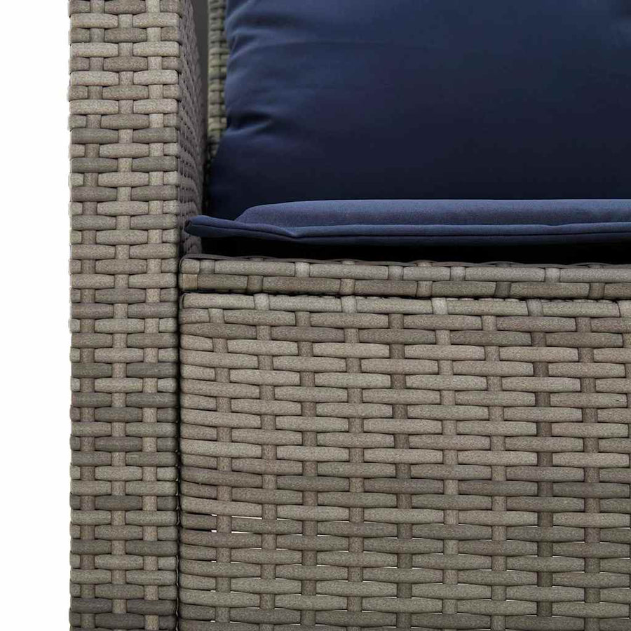 Tuinbank 2-zits met kussens & tafel poly rattan grijs