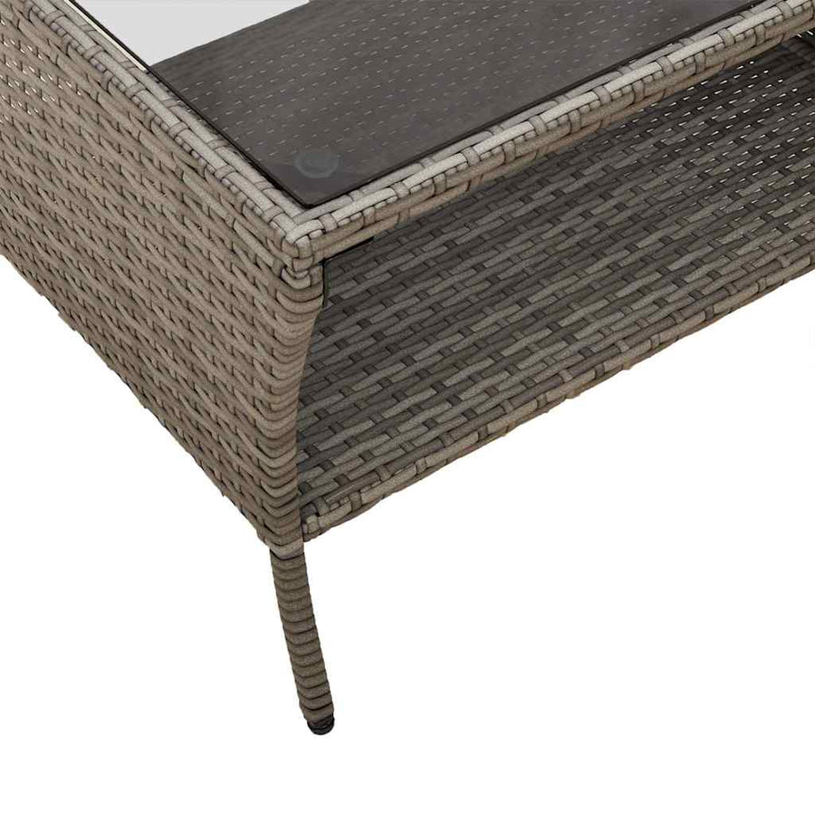 Tuinbank 2-zits met kussens & tafel poly rattan grijs