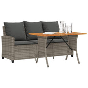 Tuinbank 3-zits met tafel poly rattan grijs