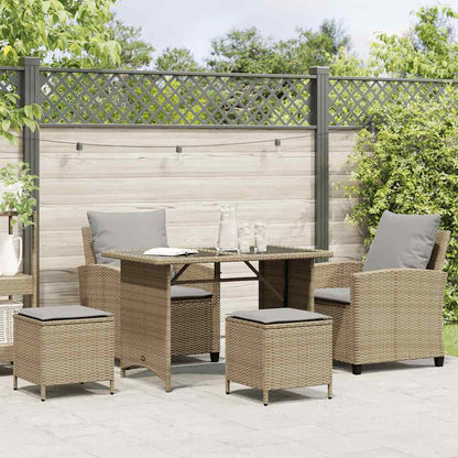 4-delige tuinbankset met kussens beige polyrotan