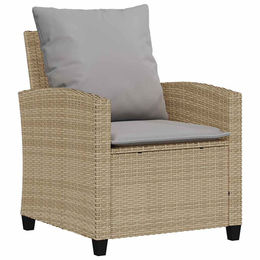 4-delige tuinbankset met kussens beige polyrotan