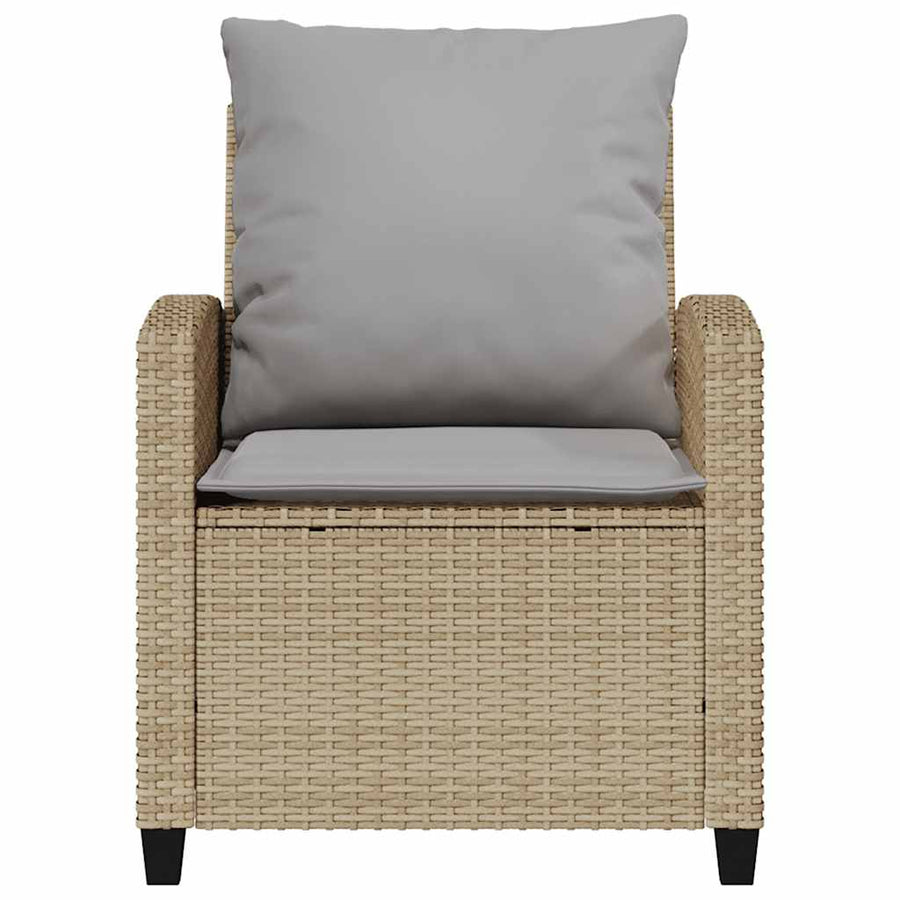 4-delige tuinbankset met kussens beige polyrotan