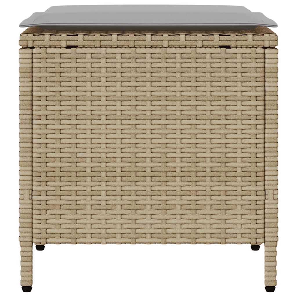 4-delige tuinbankset met kussens beige polyrotan