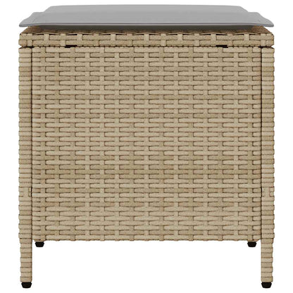 4-delige tuinbankset met kussens beige polyrotan