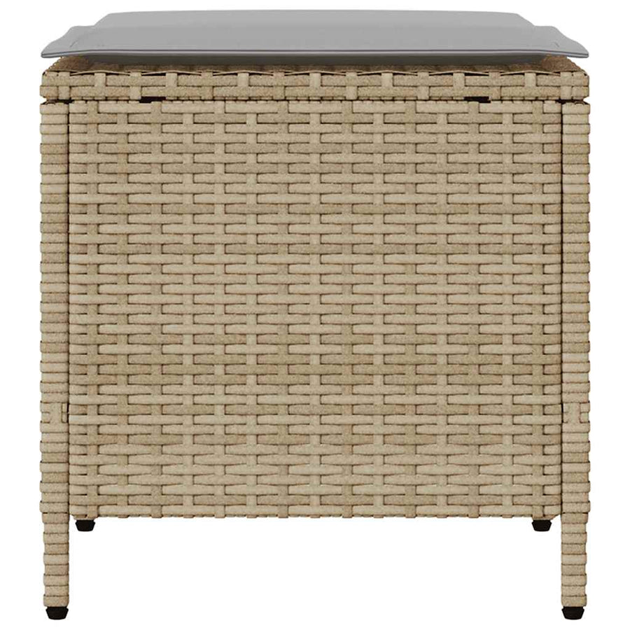 4-delige tuinbankset met kussens beige polyrotan