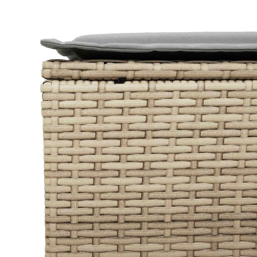 4-delige tuinbankset met kussens beige polyrotan