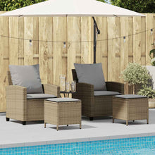 4-delige tuinbankset met kussens beige polyrotan