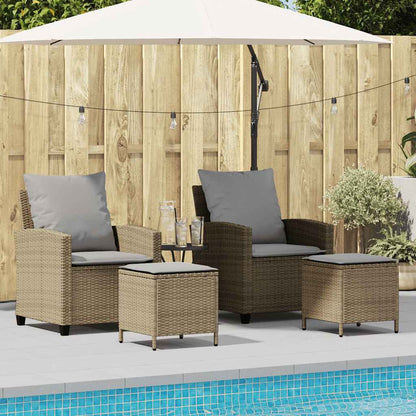 4-delige tuinbankset met kussens beige polyrotan