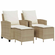 4-delige tuinbankset met kussens beige polyrotan