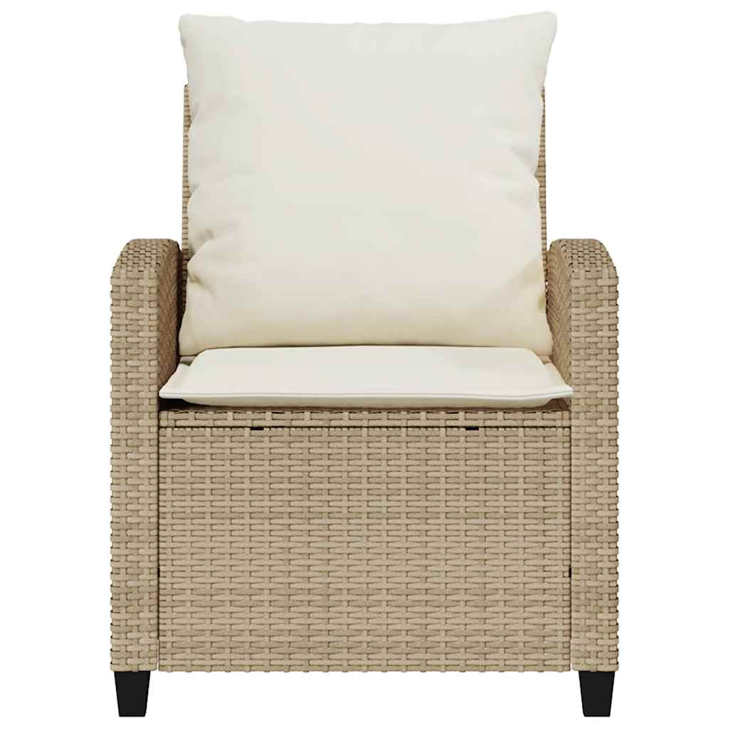4-delige tuinbankset met kussens beige polyrotan