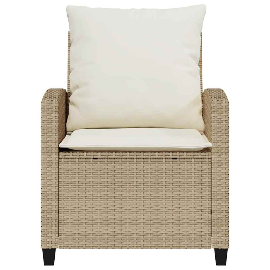 4-delige tuinbankset met kussens beige polyrotan