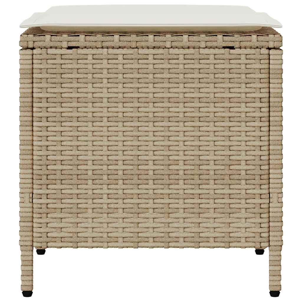 4-delige tuinbankset met kussens beige polyrotan