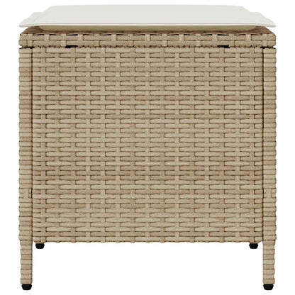 4-delige tuinbankset met kussens beige polyrotan
