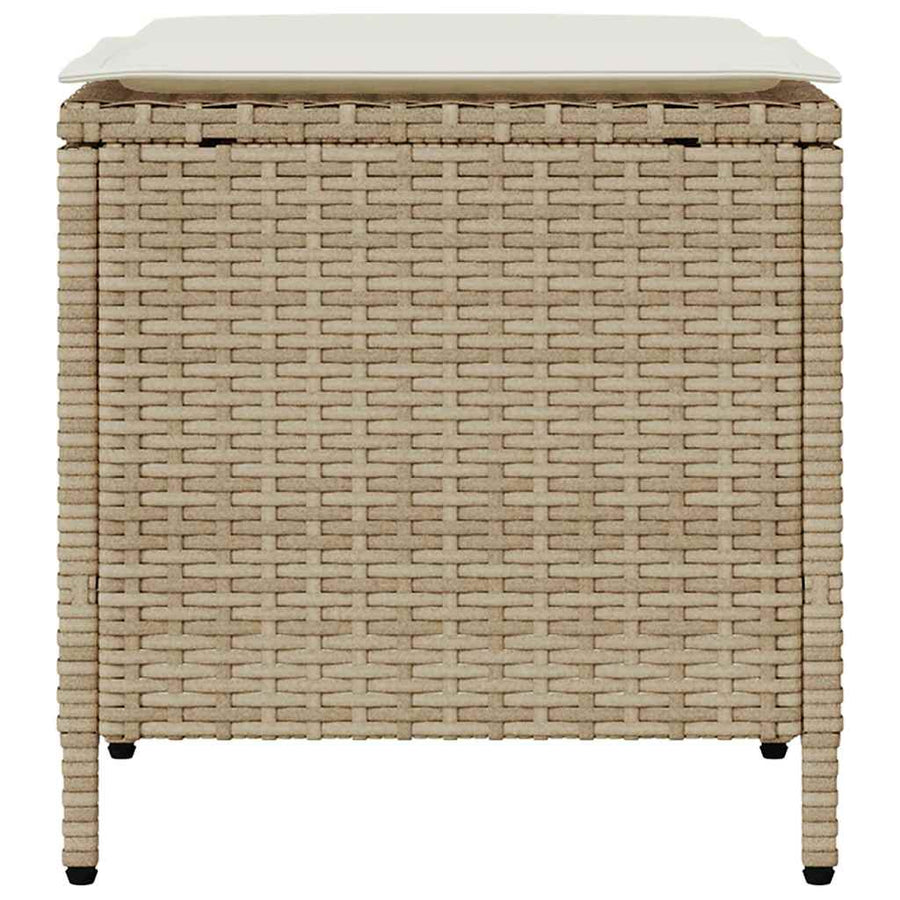 4-delige tuinbankset met kussens beige polyrotan