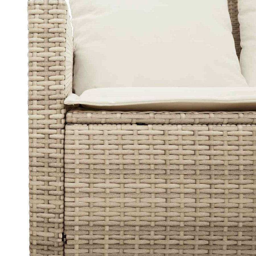 4-delige tuinbankset met kussens beige polyrotan