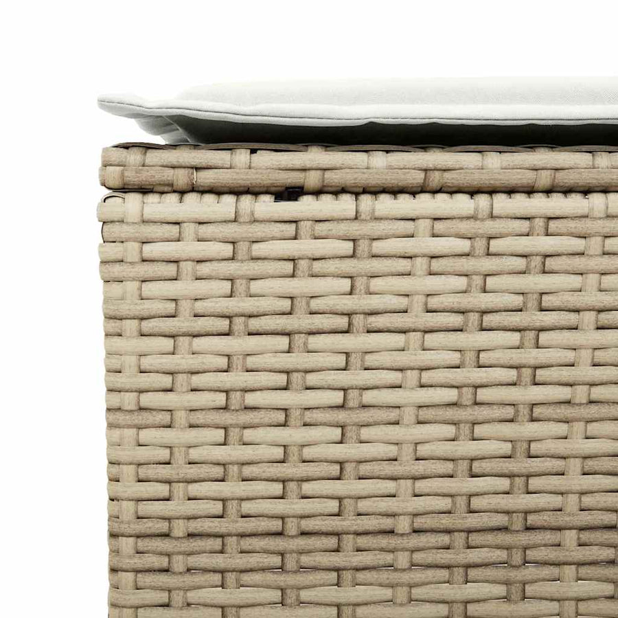4-delige tuinbankset met kussens beige polyrotan