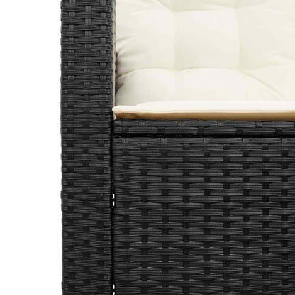 Tuinbank met tafel en kussens L-vormig zwart polyrotan