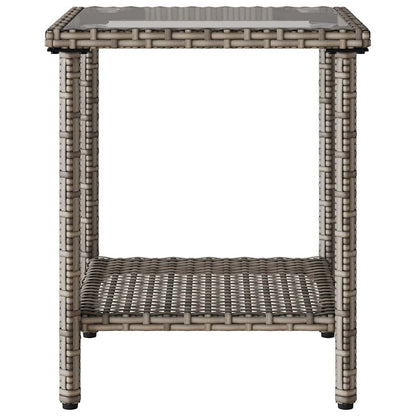 Tuinbank Met Tafel En Kussens L-Vormig Poly Rattan Grijs