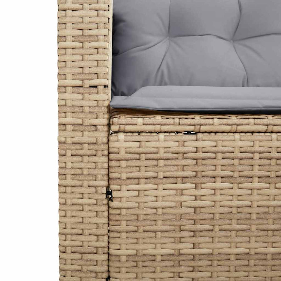 Tuinbank Met Tafel En Kussens L-Vormig Poly Rattan Beige en grijs