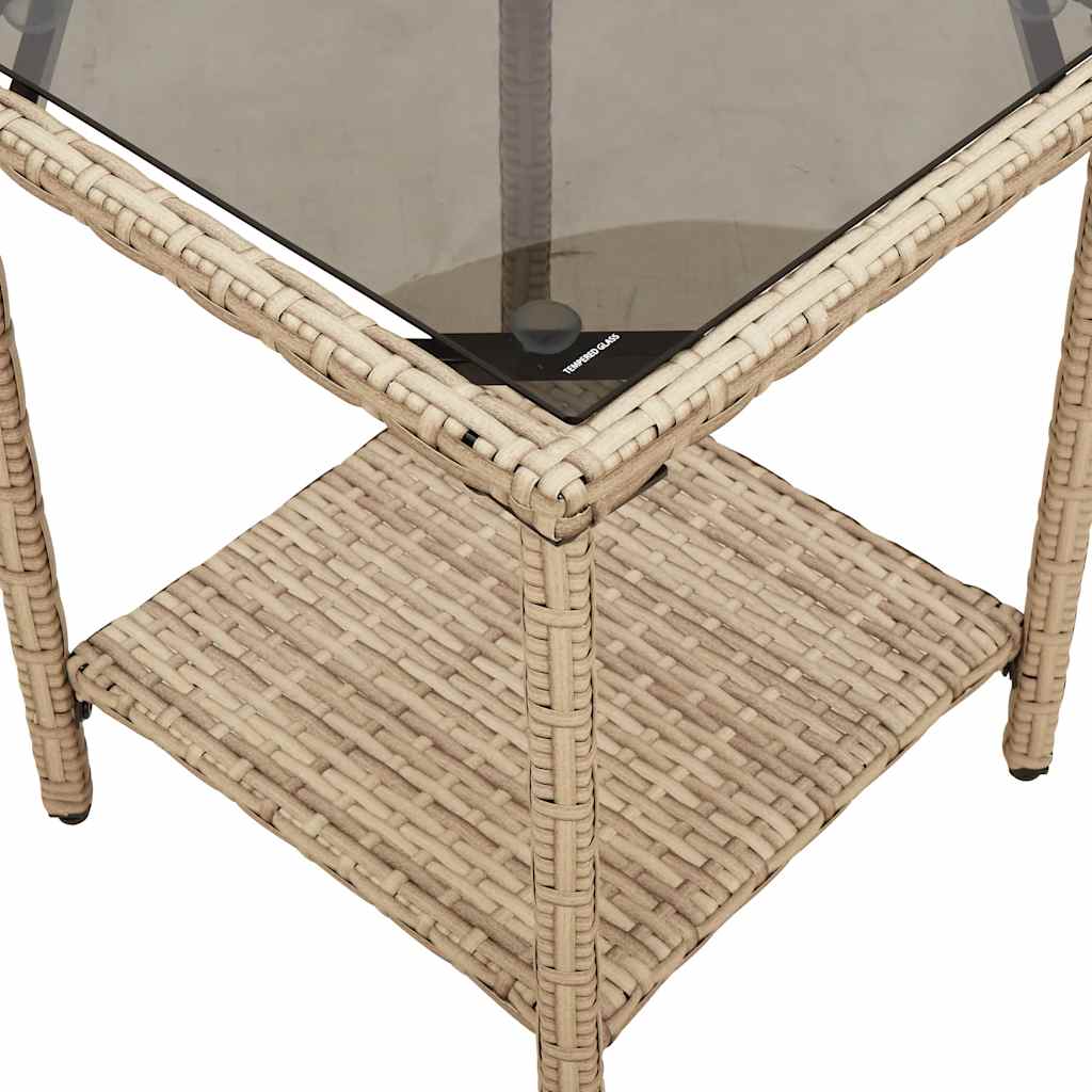 Tuinbank Met Tafel En Kussens L-Vormig Poly Rattan Beige en grijs
