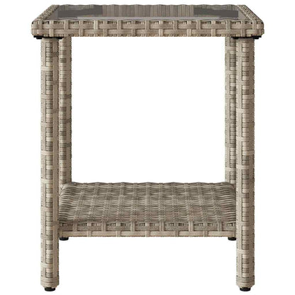 Tuinbank Met Tafel En Kussens L-Vormig Poly Rattan Lichtgrijs