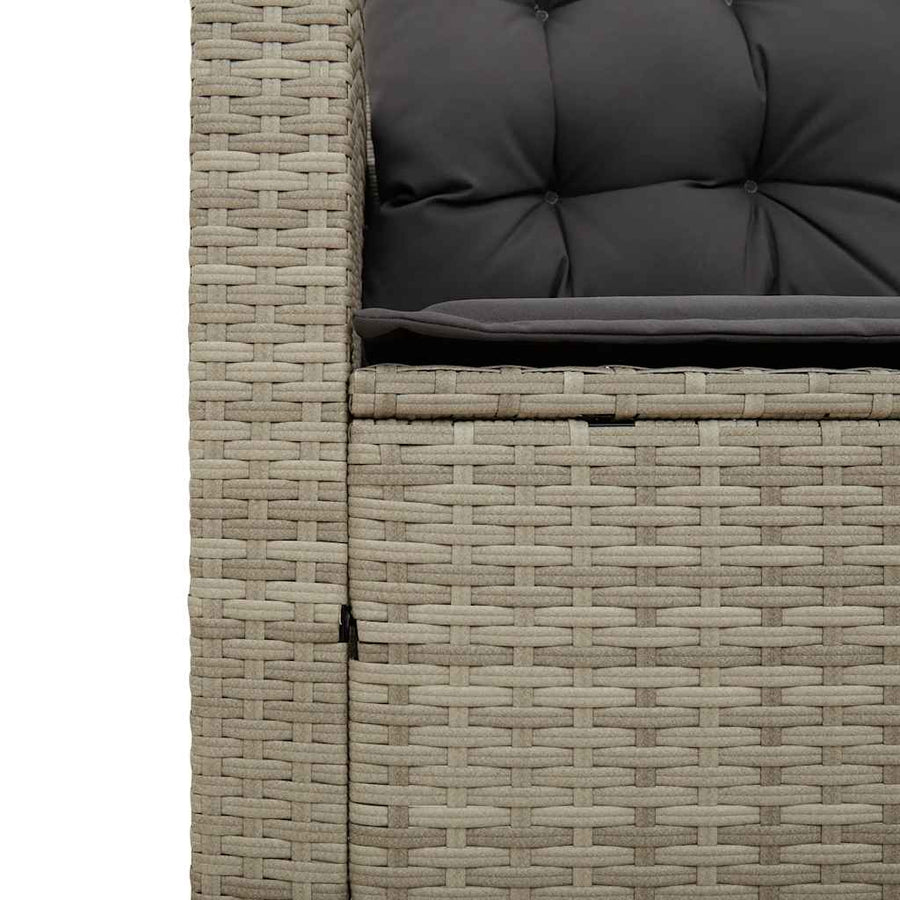 Tuinbank Met Tafel En Kussens L-Vormig Poly Rattan Lichtgrijs