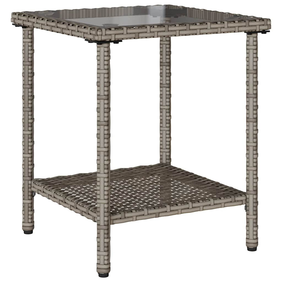 Tuinbank Met Tafel En Kussens L-Vormig Poly Rattan Grijs en blauw