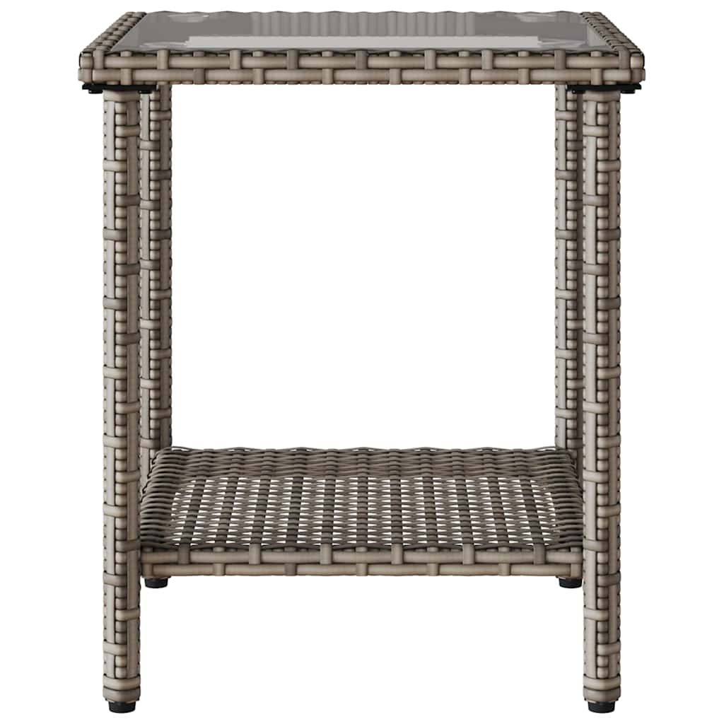 Tuinbank Met Tafel En Kussens L-Vormig Poly Rattan Grijs en blauw