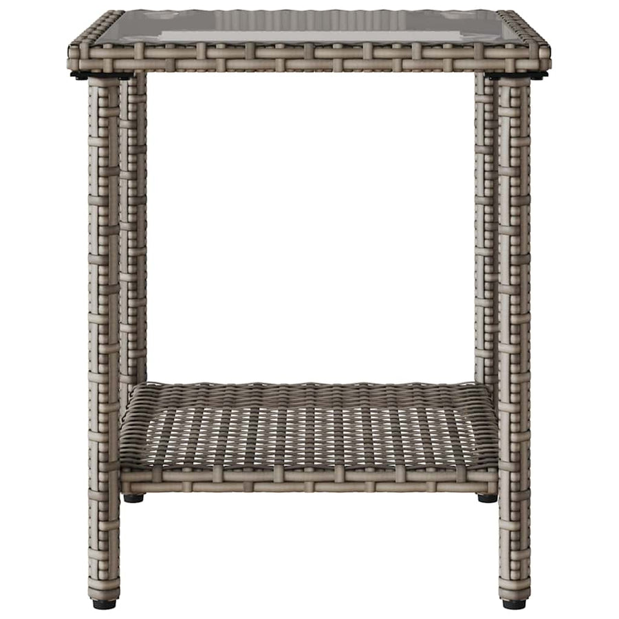 Tuinbank Met Tafel En Kussens L-Vormig Poly Rattan Grijs en blauw
