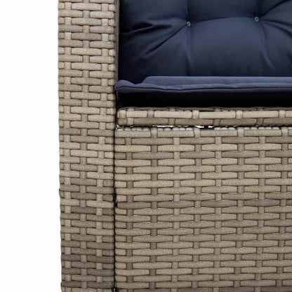 Tuinbank Met Tafel En Kussens L-Vormig Poly Rattan Grijs en blauw