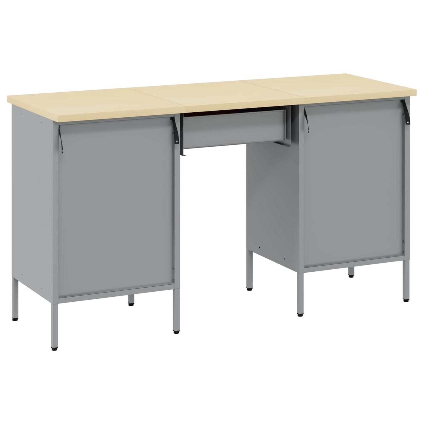 Werk kast met lade 3 pcs Zwart Engineered hout en staal