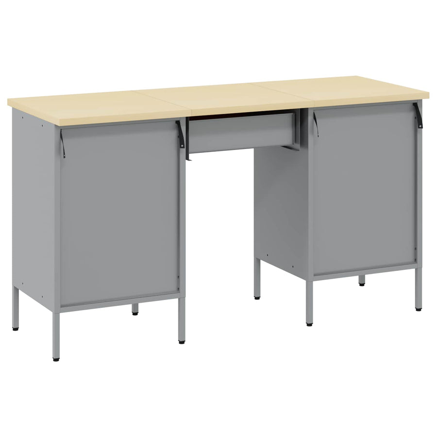 Werk kast met lade 3 pcs Zwart Engineered hout en staal